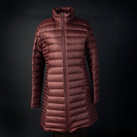 Long Sleek Patagonia Down Puffer Jacket in Brick-Red: Women’s Small - Picture 1 of 12